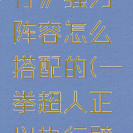 《一拳超人正义执行》强力阵容怎么搭配的(一拳超人正义执行壁纸高清壁纸)