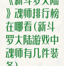 《新斗罗大陆》魂师排行榜在哪看(新斗罗大陆游戏中魂师有几件装备)