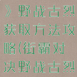 《街霸对决》野战古烈获取方法攻略(街霸对决野战古烈怎么获取)