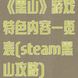 《黑山》游戏特色内容一览表(steam黑山攻略)