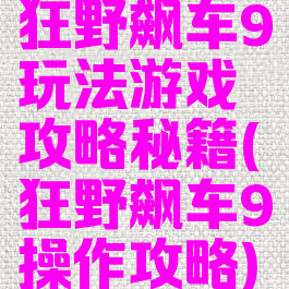 狂野飙车9玩法游戏攻略秘籍(狂野飙车9操作攻略)