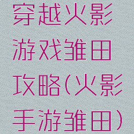 穿越火影游戏雏田攻略(火影手游雏田)