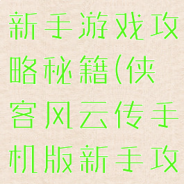 侠客风云传新手游戏攻略秘籍(侠客风云传手机版新手攻略)