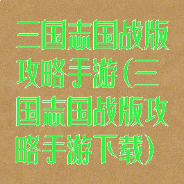 三国志国战版攻略手游(三国志国战版攻略手游下载)