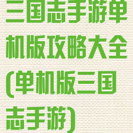 三国志手游单机版攻略大全(单机版三国志手游)