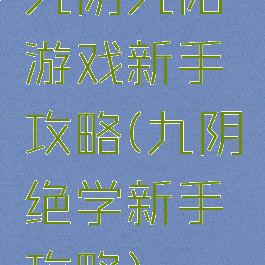 九阴九阳游戏新手攻略(九阴绝学新手攻略)