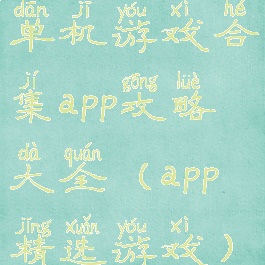 单机游戏合集app攻略大全(app精选游戏)