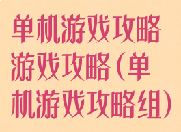 单机游戏攻略游戏攻略(单机游戏攻略组)