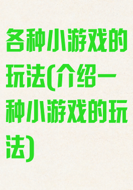 各种小游戏的玩法(介绍一种小游戏的玩法)