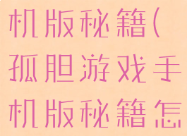 孤胆游戏手机版秘籍(孤胆游戏手机版秘籍怎么用)