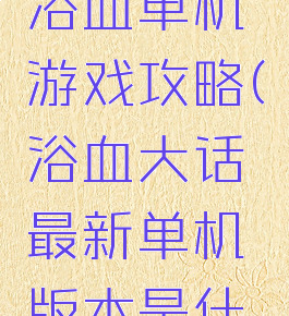 大话西游浴血单机游戏攻略(浴血大话最新单机版本是什么)