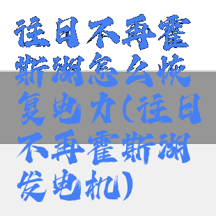 往日不再霍斯湖怎么恢复电力(往日不再霍斯湖发电机)