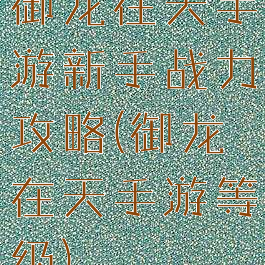 御龙在天手游新手战力攻略(御龙在天手游等级)