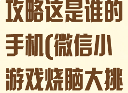 微信烧脑游戏攻略这是谁的手机(微信小游戏烧脑大挑战攻略)