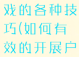 开展户外游戏的各种技巧(如何有效的开展户外游戏)