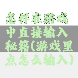 怎样在游戏中直接输入秘籍(游戏里点怎么输入)