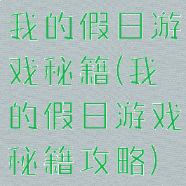 我的假日游戏秘籍(我的假日游戏秘籍攻略)