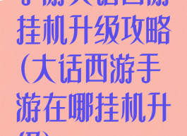 手游大话西游挂机升级攻略(大话西游手游在哪挂机升级)