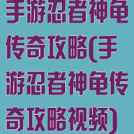 手游忍者神龟传奇攻略(手游忍者神龟传奇攻略视频)