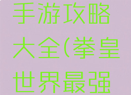 拳皇世界手游攻略大全(拳皇世界最强攻略)