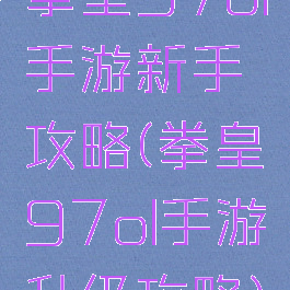 拳皇97ol手游新手攻略(拳皇97ol手游升级攻略)