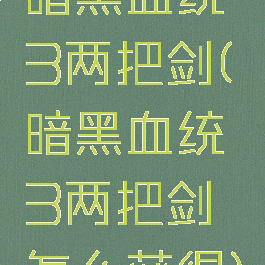 暗黑血统3两把剑(暗黑血统3两把剑怎么获得)