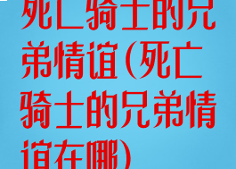 死亡骑士的兄弟情谊(死亡骑士的兄弟情谊在哪)