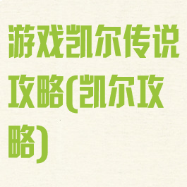 游戏凯尔传说攻略(凯尔攻略)