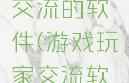 游戏攻略交流的软件(游戏玩家交流软件)