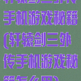 轩辕剑三外传手机游戏秘籍(轩辕剑三外传手机游戏秘籍怎么用)