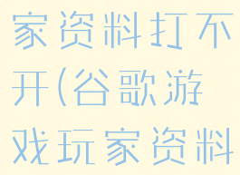 谷歌游戏玩家资料打不开(谷歌游戏玩家资料进不去)