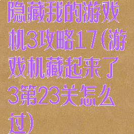 隐藏我的游戏机3攻略17(游戏机藏起来了3第23关怎么过)