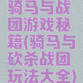 骑马与战团游戏秘籍(骑马与砍杀战团玩法大全)