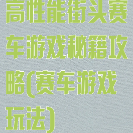 高性能街头赛车游戏秘籍攻略(赛车游戏玩法)