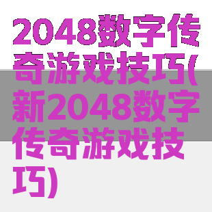 2048数字传奇游戏技巧(新2048数字传奇游戏技巧)