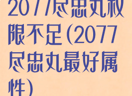 2077尽忠丸权限不足(2077尽忠丸最好属性)