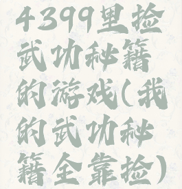 4399里捡武功秘籍的游戏(我的武功秘籍全靠捡)