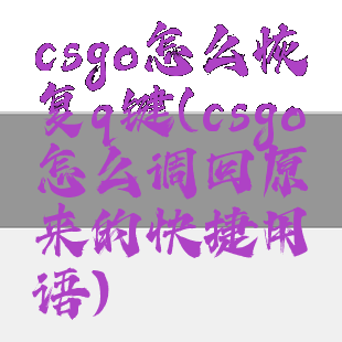 csgo怎么恢复q键(csgo怎么调回原来的快捷用语)