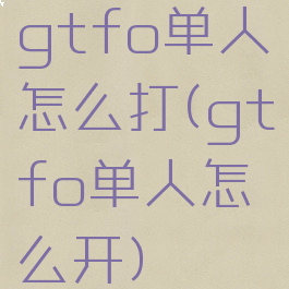 gtfo单人怎么打(gtfo单人怎么开)