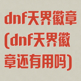 dnf天界徽章(dnf天界徽章还有用吗)