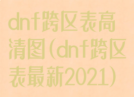 dnf跨区表高清图(dnf跨区表最新2021)