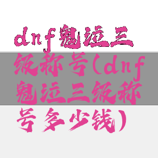 dnf鬼泣三级称号(dnf鬼泣三级称号多少钱)