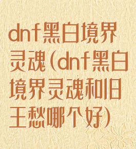 dnf黑白境界灵魂(dnf黑白境界灵魂和旧王愁哪个好)