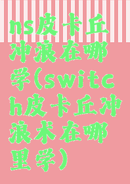 ns皮卡丘冲浪在哪学(switch皮卡丘冲浪术在哪里学)