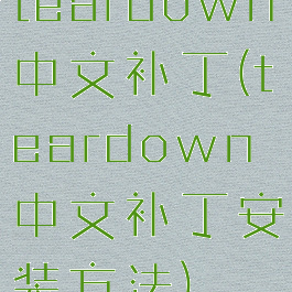 teardown中文补丁(teardown中文补丁安装方法)